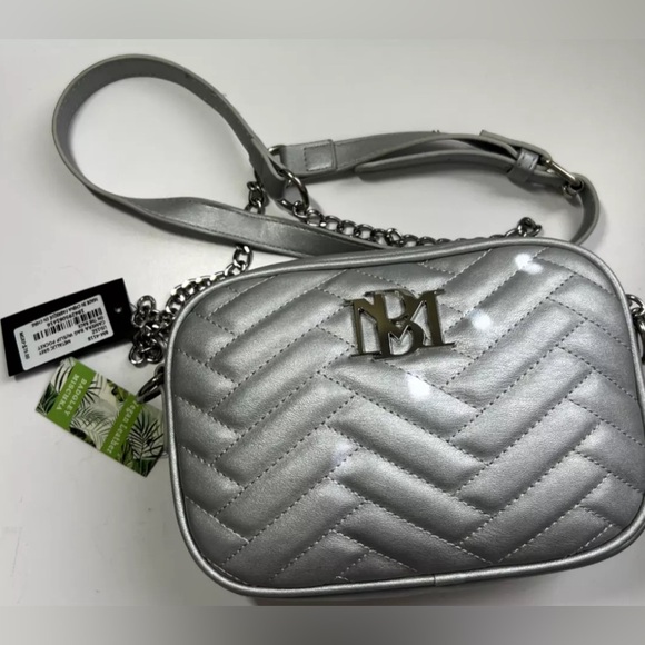 Badgley Mischka Quilted Camera Bag•Back Slip Pocket•Metallic Grey• NWT• MSRP $79 - Picture 1 of 6